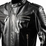 Campera de Cuero Biker con Cierres Metálicos