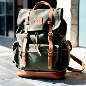 Mochila Urbana de Cuero y Lona Encerada Impermeable